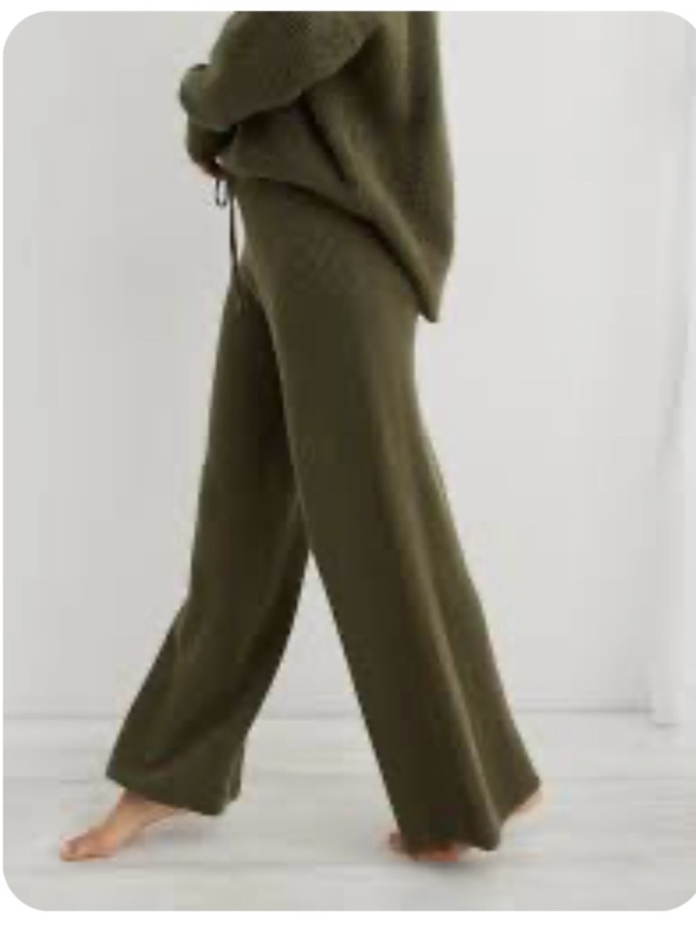 aerie Olive Green Wide Leg Knit Pants